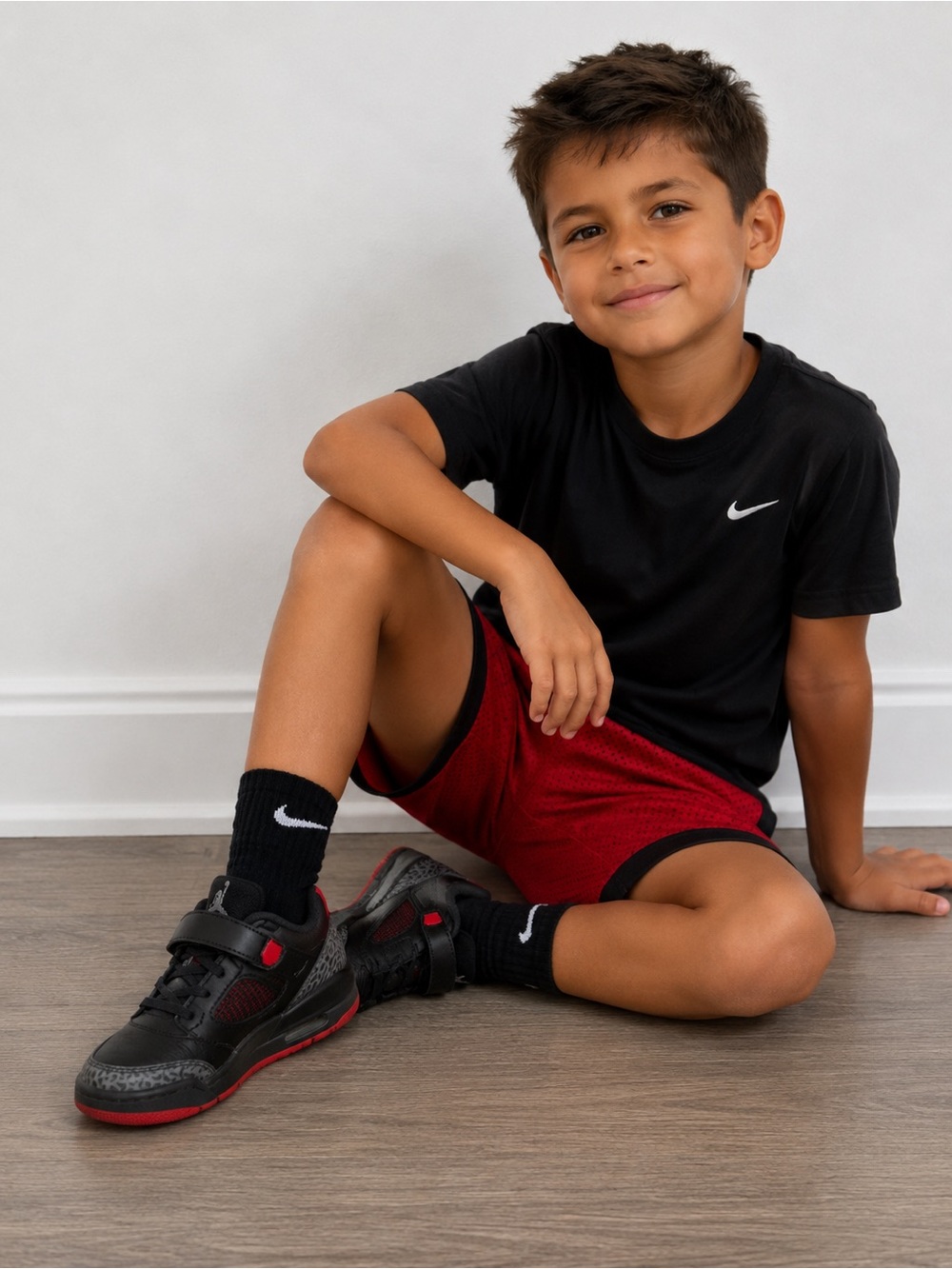 • Air Jordan by Nike • Boys Spizike Low PS 'Bred'
Black / Red 13